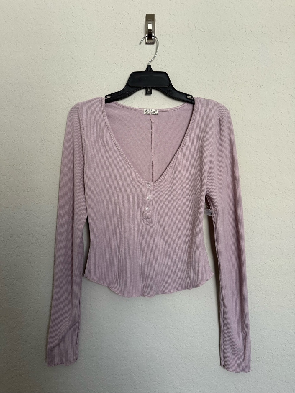 NWT Intimately Free People Purple Ribbed Henley Top Size Medium Boho Cozy Soft